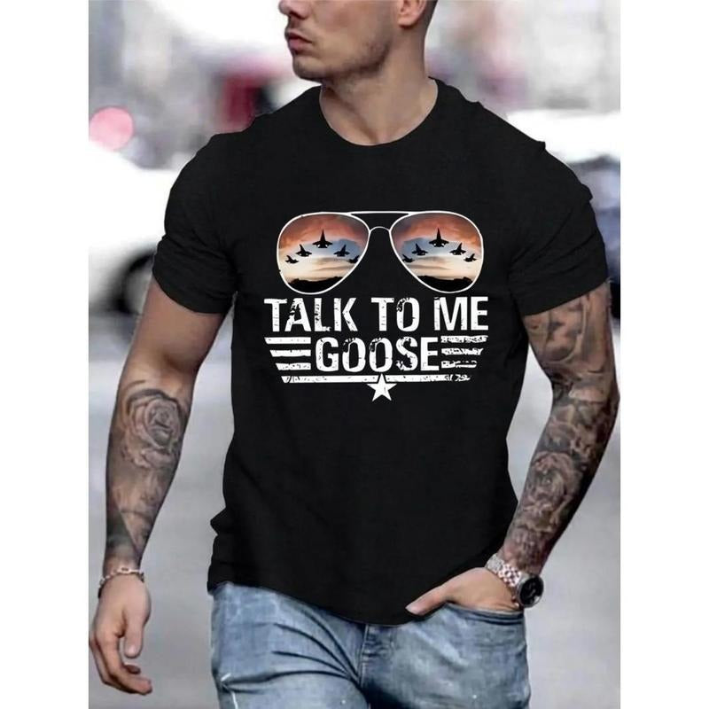 Vibrant Talk To Me Goose Graphic Tee - Soft, Breathable, Comfy, Stretchy, Trendy Short Sleeve T-Shirt for Summer, Casual Daily Style Fashion Clothing with Relaxed Fit and Crew Neck Design Made in USA