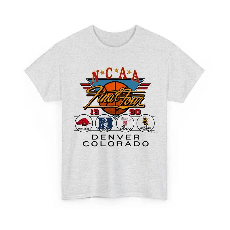 Vintage 1990 Final Four Arkansas Duke UNLV Georgia Tech t-shirt Classic Cotton