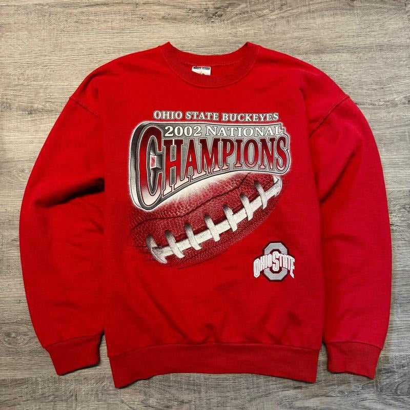 Vintage 2002 Ohio State University Varsity Sweatshirt - 100% Cotton - Available in Multiple Sizes - Pullover Menswear Hoodie