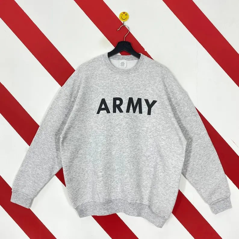 Vintage 90s Army Sweatshirt Military Army Crewneck US Army Sweater Pullover Military United State Army Print Logo