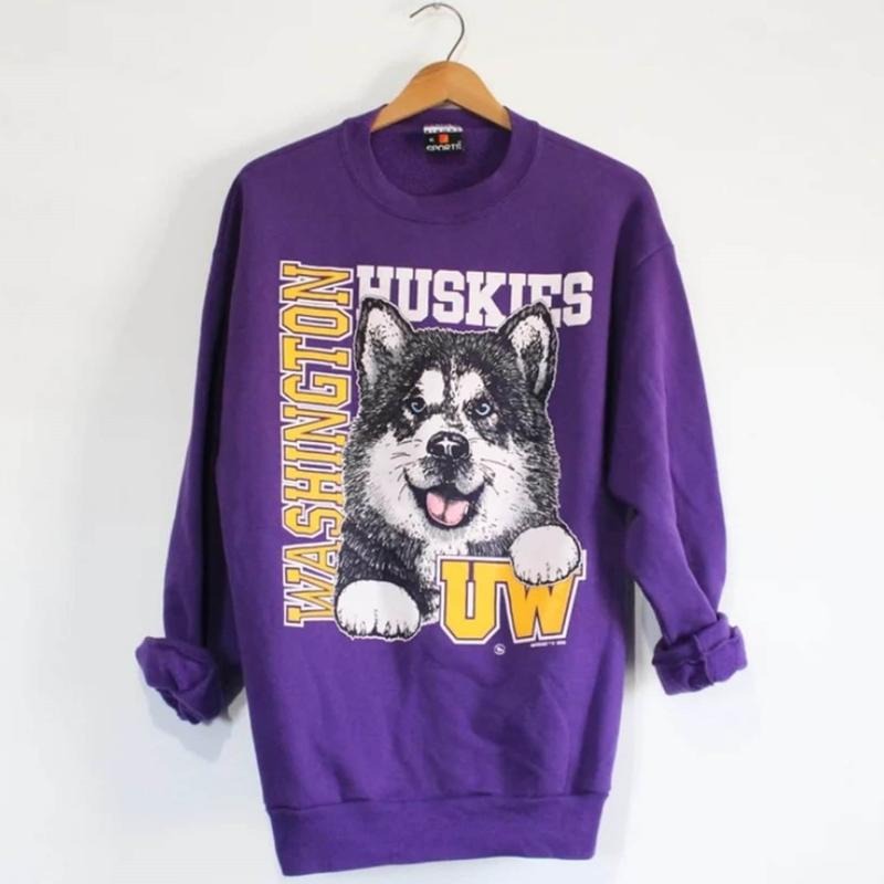 Vintage 90s Washington Huskies Crewneck Sweatshirt, UW Sweatshirt, Washington Huskies Sweatshirt T-Shirts, Hoodie