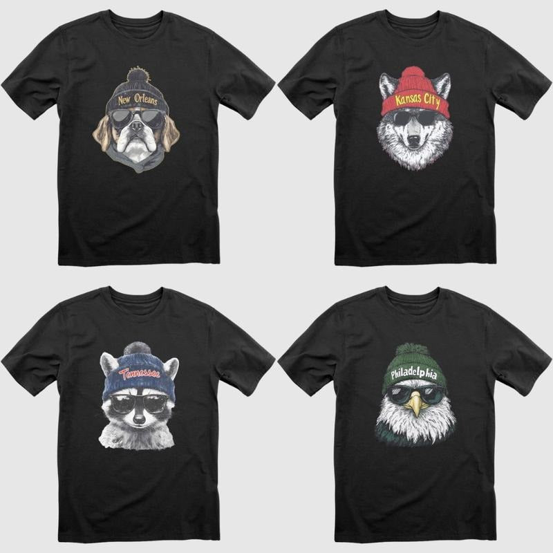 Vintage All Team Mascot T-Shirt in Black, Funny Football Graphic Tee, Unisex Game Day Shirt