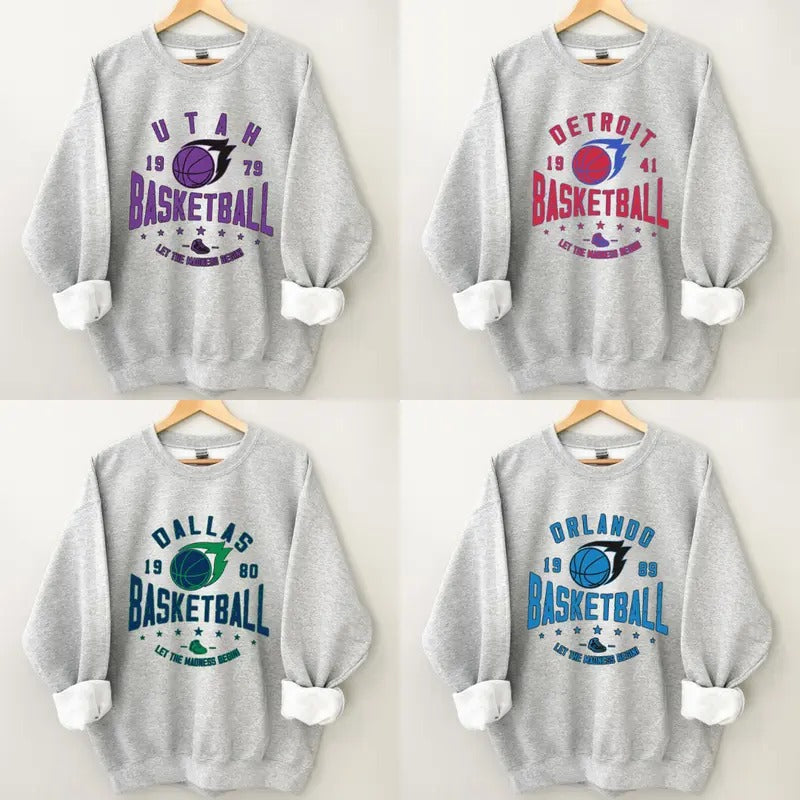 Vintage All Teams Basketball Sweatshirt, Basketball Sweatshirt, Basketball Fan Shirt, Gift For Fan men's sweatshirts