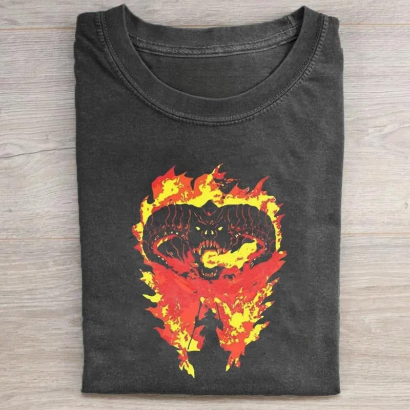 Vintage Balrog vs Gandalf Graphic Tee - The Lord of The Rings Movie Shirt - Fantasy Ring - LOTR Shirt for Men - Menswear, Top Hoodie Tshirt