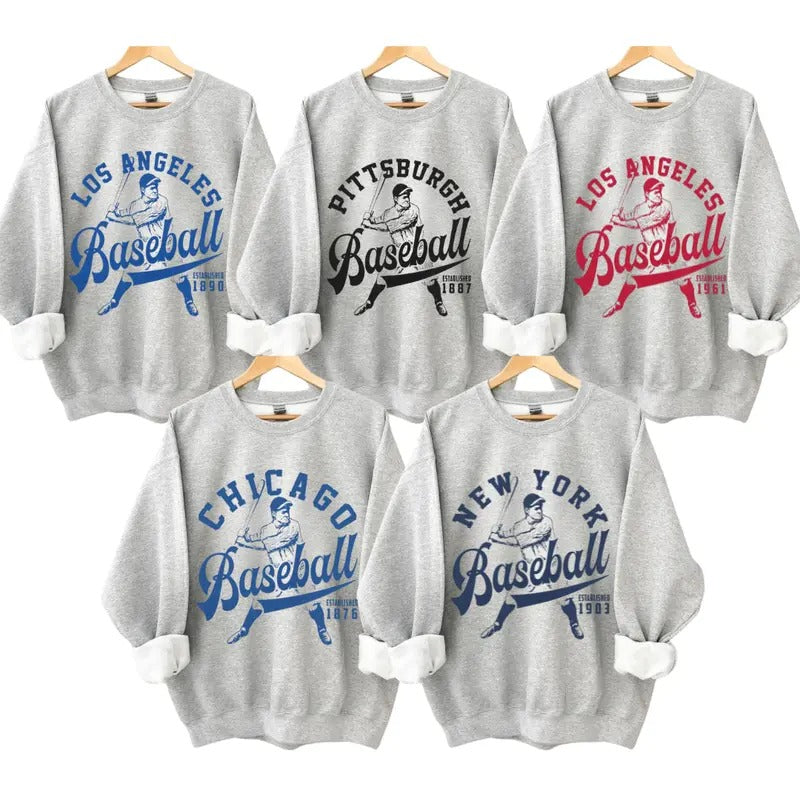Vintage Baseball Crewneck Sweatshirt_ T-Shirt, Los Angeles Baseball Sweatshirt, Pittsburgh Baseball Sweatshirt, Retro Chicago Shirt