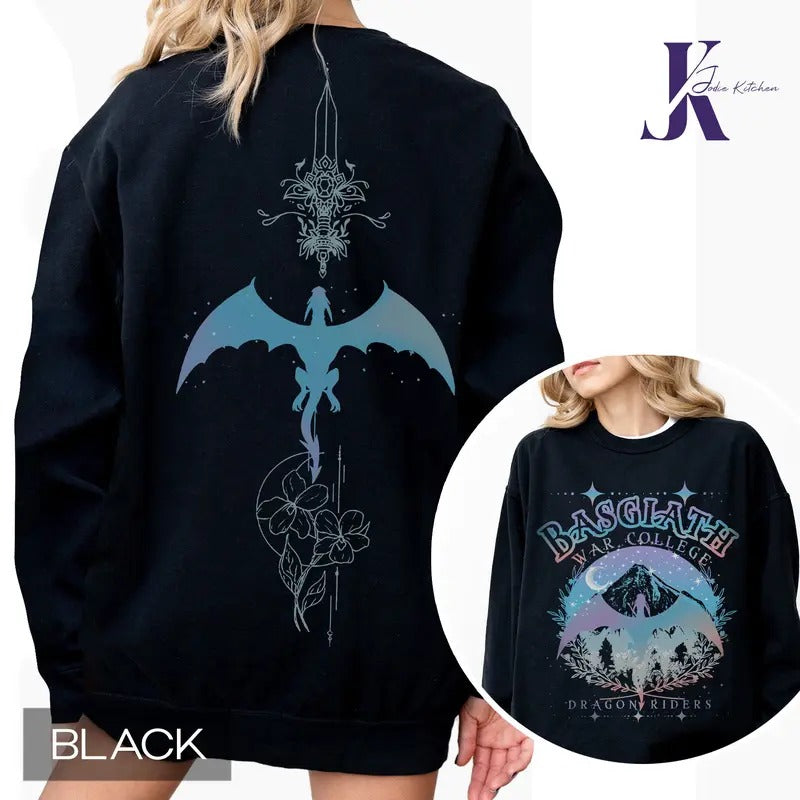 Vintage Basgiath War College 2 Sided Shirt, Fourth Wing Shirt, Dragon Rider, Violet Sorrengail Xaden Riorson Shirt, Fantasy Bookish Shirtstyle{n002}7