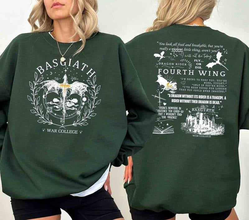 Vintage Basgiath War College 2 Sided Sweatshirt, Fourth Wing Sweatshirt, Dragon Riders Sweatshirt, Fly or Die Shirt, Violet Sorrengail Bookish Hoodie, Book Lovver Sweater, Riders Quadrant Shirt