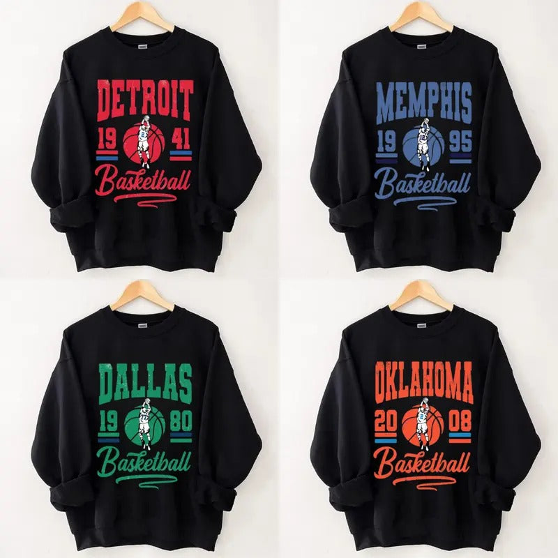 Vintage Basketball Sweatshirt, All Teams Basketball Sweater, Basketball Fan Shirt, Gift For Fan men's sweatshirts