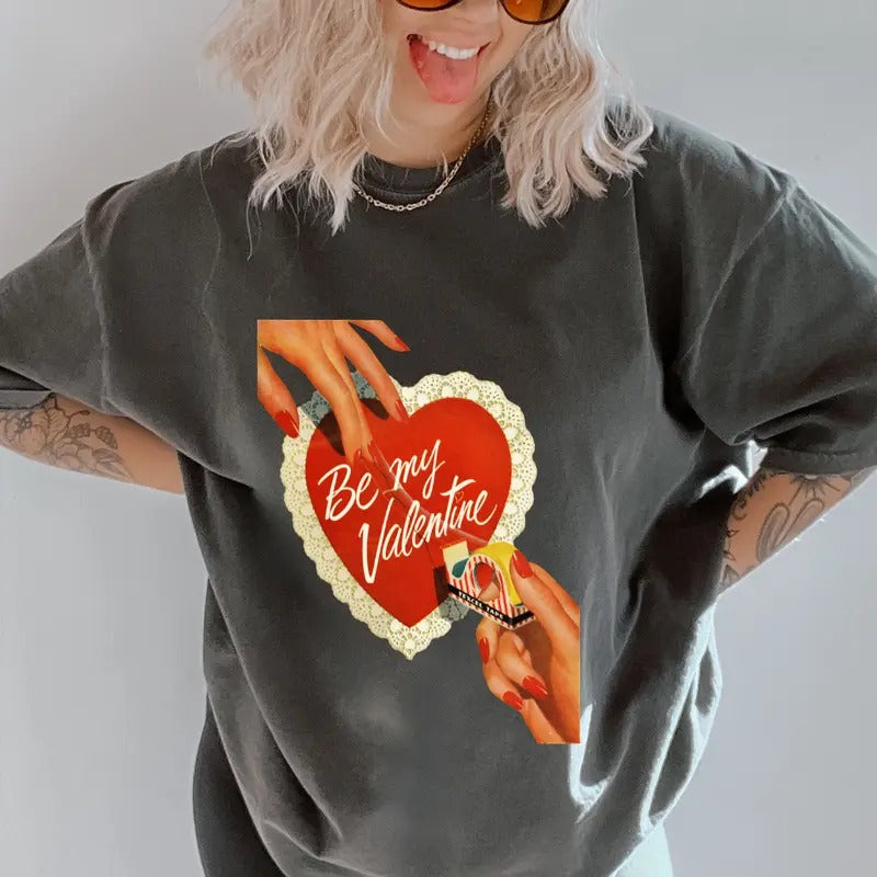 Vintage Be My Valentine Shirt~ coffee shirt Unisex Apparel Relaxed Fit Printed In The USA Clothing Womenswear Casual Comfort Cotton Top Athletic Boho Chic