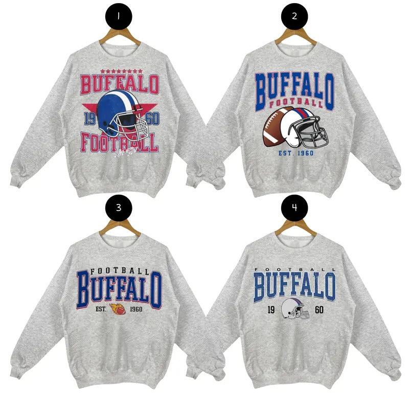 Vintage Buffalo Football Sweatshirt, Football Crewneck Sweatshirt, Football Fan Gift, Vintage Football Sweatshirt
