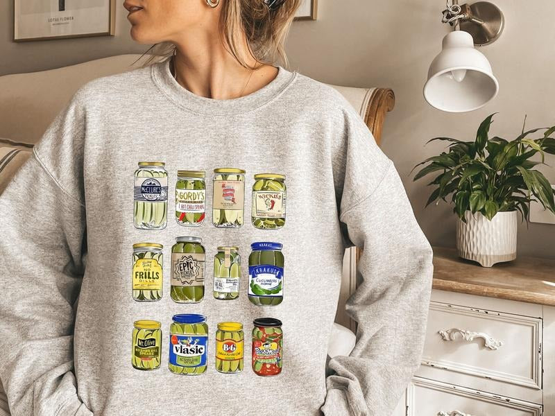 Vintage Canned Pickles Sweatshirt, Pickle Hoodie, Pickle Crewneck Sweatshirt, Pickle Lovers Hoodie, Vintage Pickle Crewneck Sweatshirt, Canning Sweater, Vintage Pickle Lover Sweatshirt