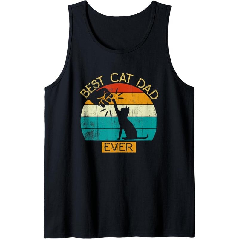 Vintage Cat - Funny Cat Dad Father's Day - Best Cat Dad Ever Tank Top MADE IN USA