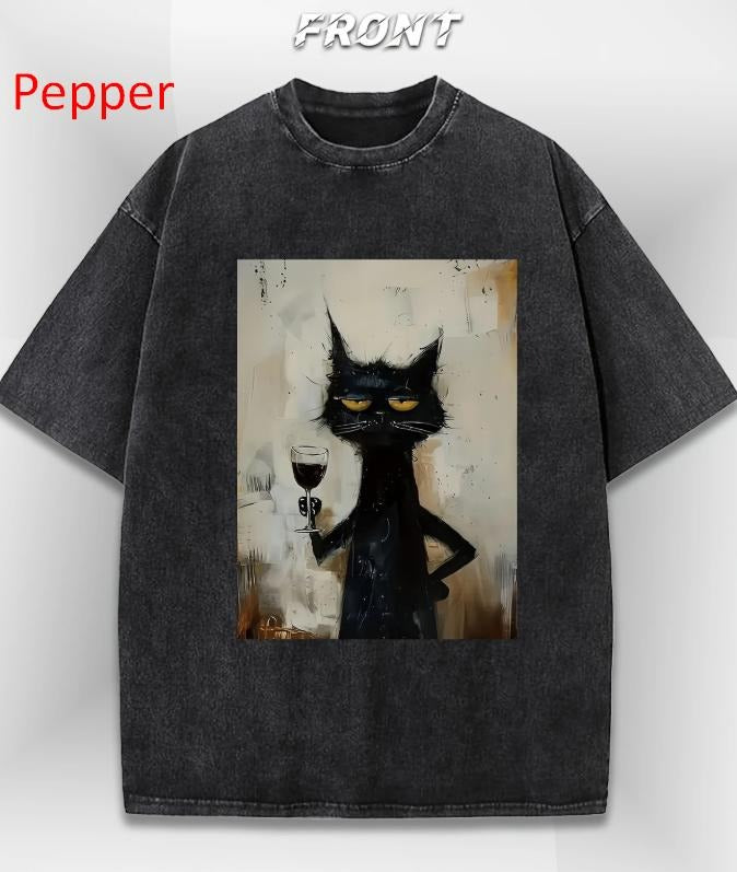 Vintage Cat Art Graphic T-Shirt, Artistic Cat Print Tee, Casual Unisex Top, Trendy Streetwear, Cat Lovers Apparel