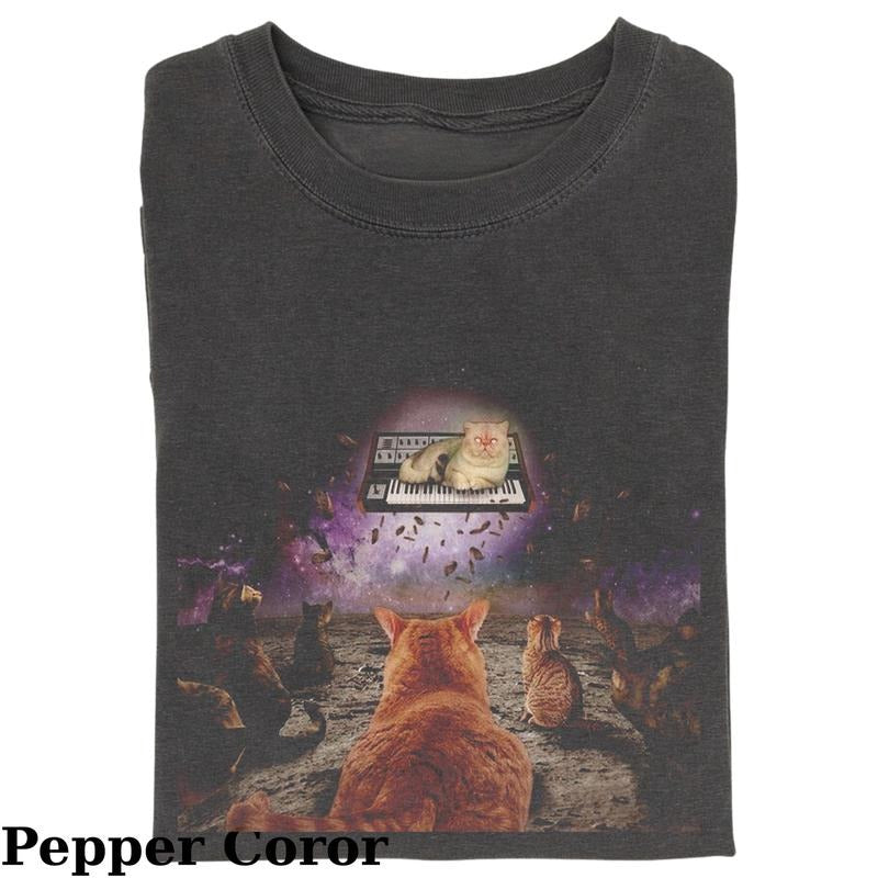 Vintage Cat Opens Live Music Show T-Shirt, Fantasy Kitten Tshirt, Cute Cat Shirt, Cool Cat Tshirt, Love Cat Tshirt, Meme Cringe Funny Dumb Shirts, Unisex Shirt Menswear Womenswear Streetwear