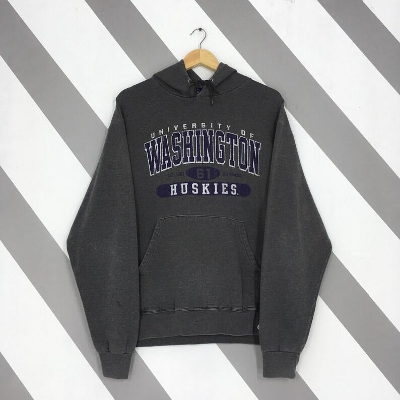 Vintage Champion Washington Huskies Ncaa Hoodie Large Washington Huskies Spell Out Pullover University Of Washington Hoodie
