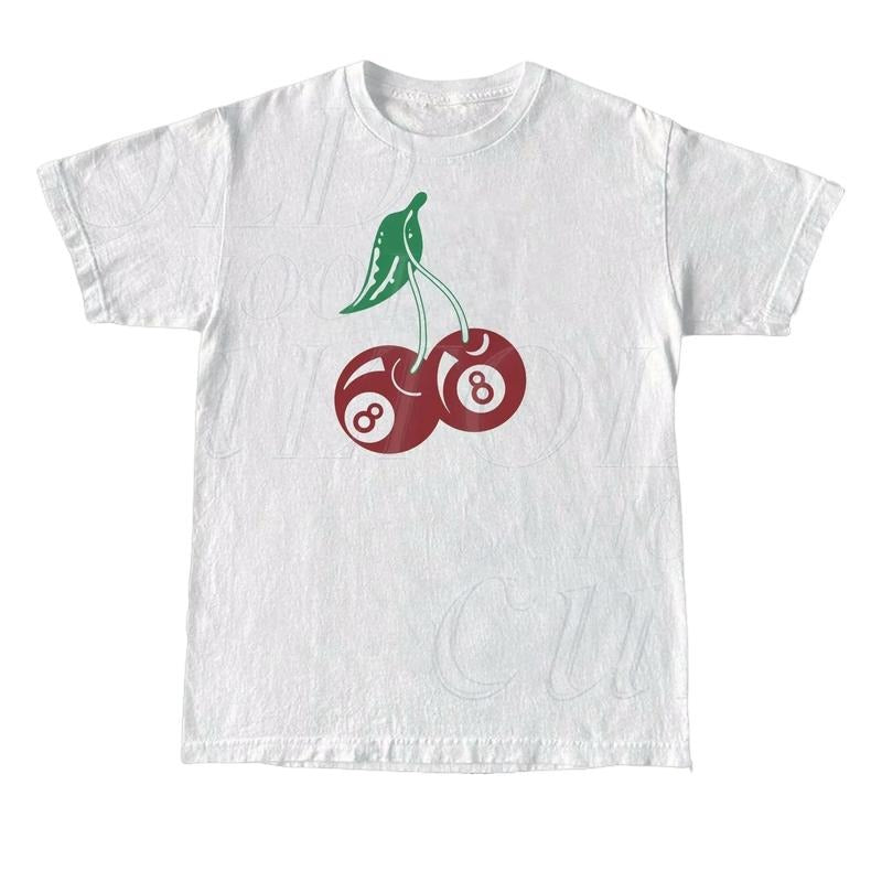 Vintage Cherry 8 Ball 90s Graphic T-Shirt, Retro Billiard Lovers Oversized Shirt, Cool 2000s Billiard Gift
