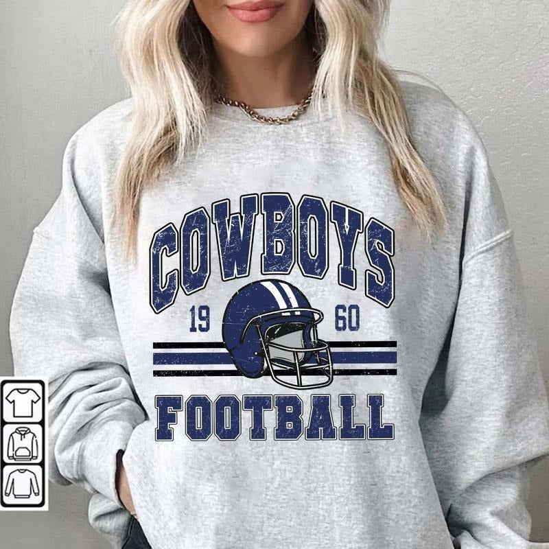 Vintage Dallas Football Sweatshirt, Retro Style 90s Vintage Unisex Crewneck, Graphic Tee Gift For Football Hoodie