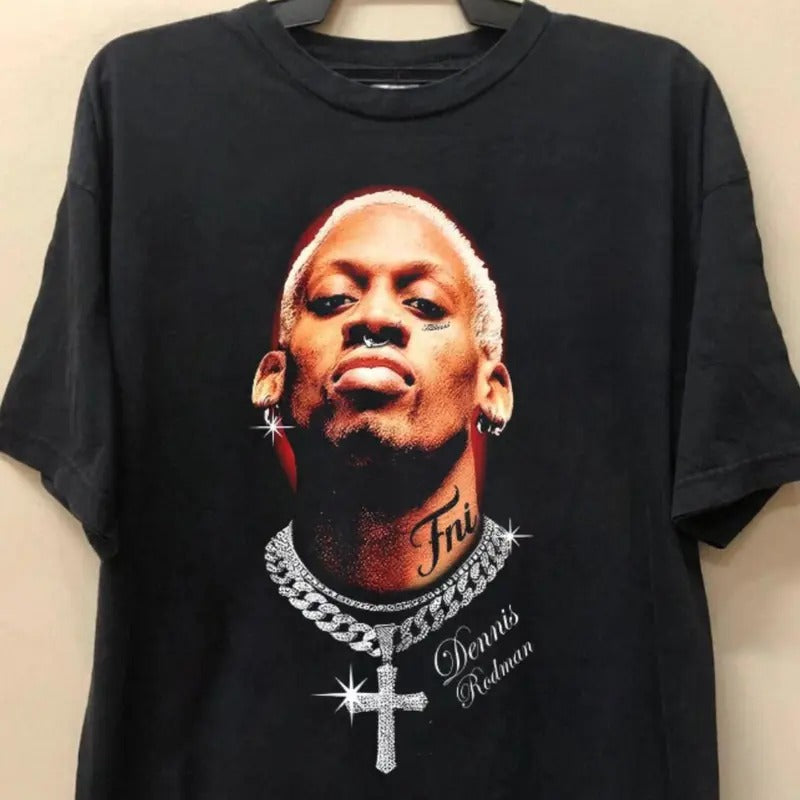 Vintage Dennis Rodman Style Face Tee Graphic Shirt for Men and Women - Underwear, Streetwear
