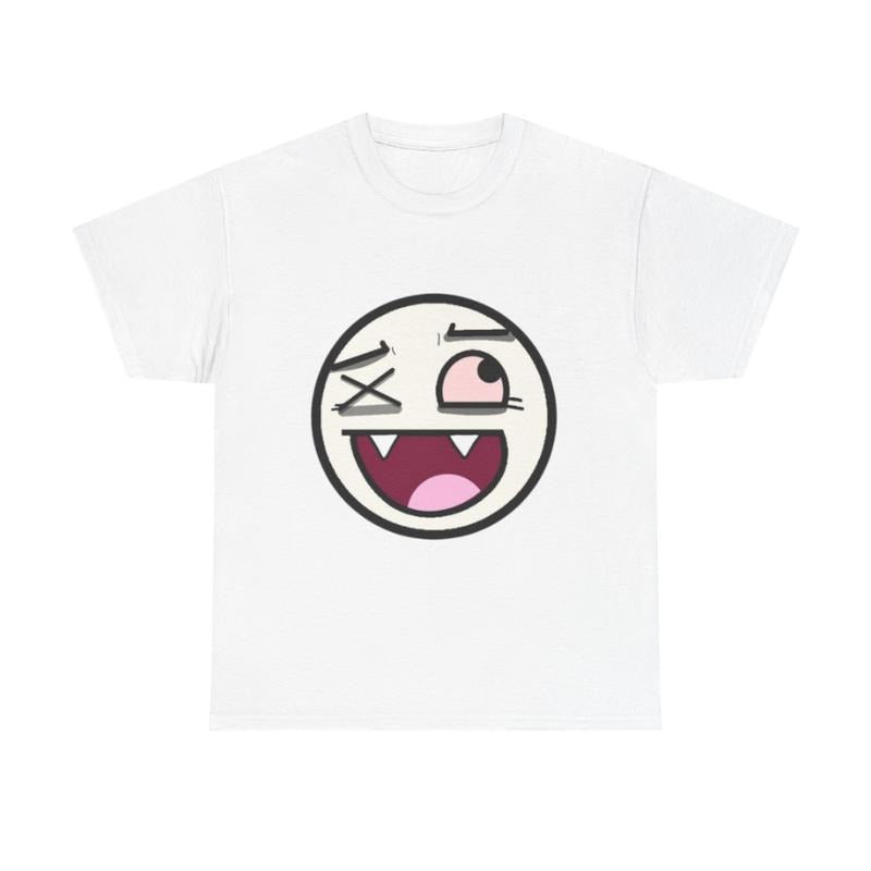 Vintage Face Vampire Emoji Graphic T-Shirt, Winking Face Design, Unisex Casual Streetwear Tee, Funny Cartoon Face Tee for Men and Women
