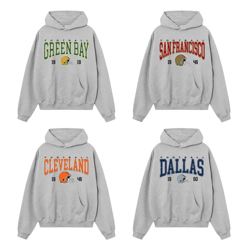 Vintage Football Hoodie, Hometown Football Hoodie, Vintage Graphic Tees, Football Fan Gift, Unisex Hoodie