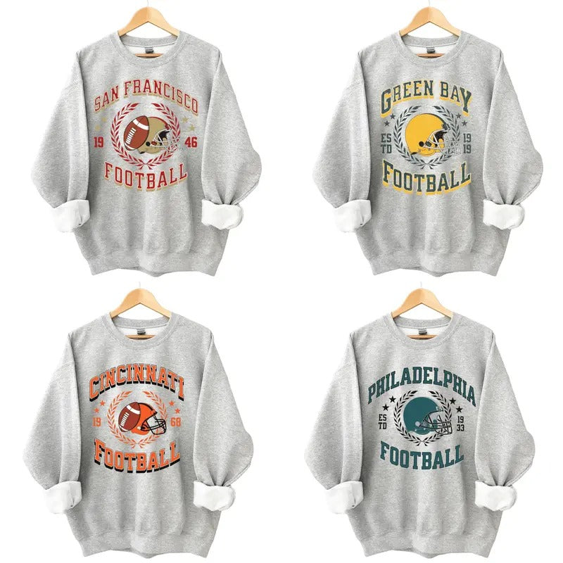 Vintage Football Sweatshirt, Football Sweatshirt for Fans of All Teams, Football Crewneck Sweatshirt, Unisex Sweatshirt