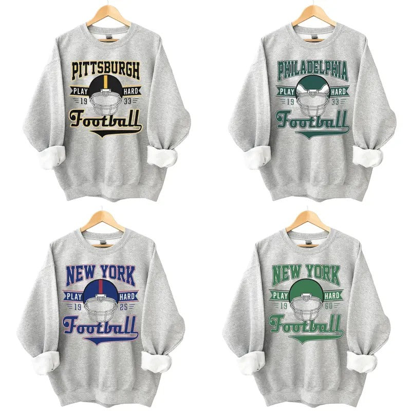 Vintage Football Sweatshirt, Unisex Cotton Football Sweatshirt for Fans of All Teams, Football Crewneck Sweatshirt, Unisex Sweatshirts