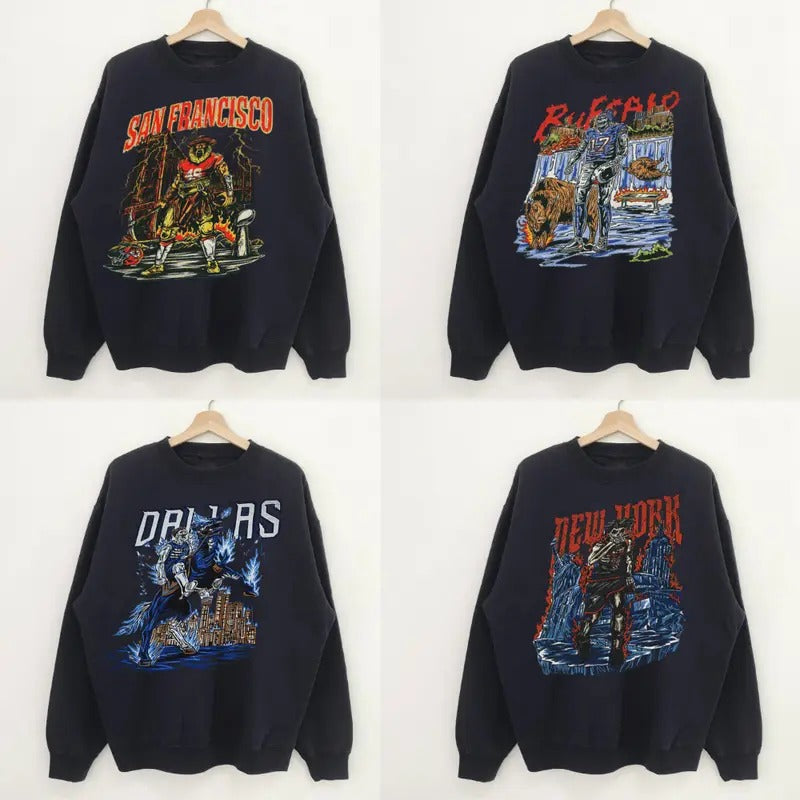 Vintage Football Sweatshirts, Hometown Football Sweatshirt, Graphic Crewnecks, Skeleton, Gift Shirt