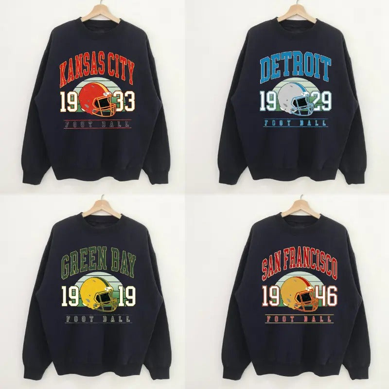 Vintage Football Sweatshirts, Unisex Vintage Football Sweatshirt, Retro Football Team Crewneck, Vintage Graphic Tees, Football Fan Gift