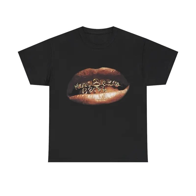 Vintage Grill With Gold Accent Y2k 90s Hip-Hop Vibes Heavy Cotton Graphic T-Shirt Tshirt Shirt HipHop Rap Tee Casual Menswear Retro Top Classic Comfy Streetwear