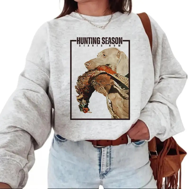 Vintage Hunting Season Stars Now Sweatshirt T-shirt, Hoodie, Unisex Dog Mallard Duck Nature Animal Lover, Husband, Wife, Men Women Cotton Womenswear Day Garment