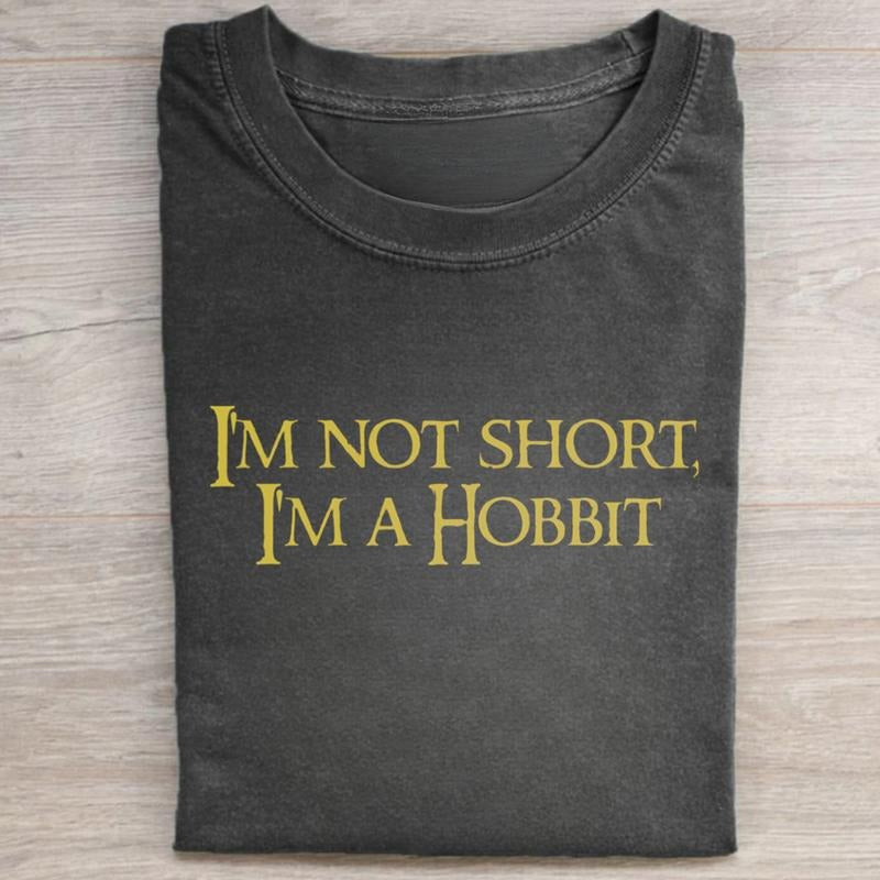 Vintage Im Not Short, Im a Hobbit Graphic Tee - The Lord of The Rings Movie Shirt - LOTR Shirt - Funny Quotes Shirt - The Hobbits - Middle Earth - Tolkien - Fantasy Rings Top Womenswear