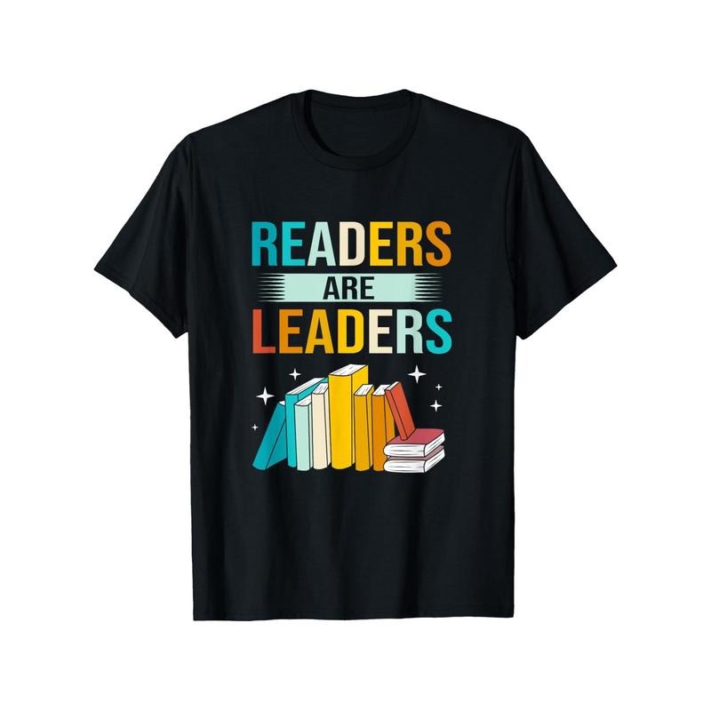 Vintage-Inspired 'Book Readers Are Leaders' Cotton Tee, Perfect for Gifts & Casual Wear, Machine Washable, Black Made in USA