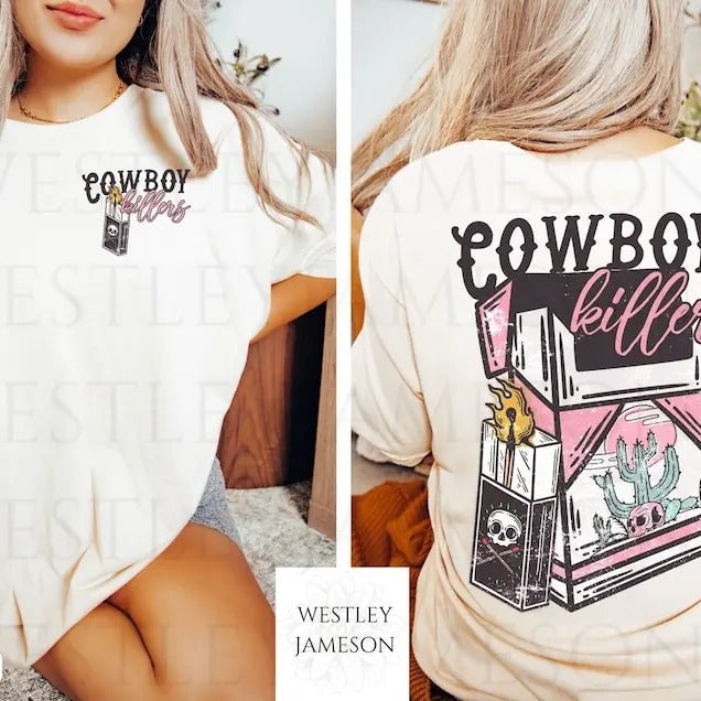 Vintage Inspired Shirt, Cowboy Killers, Western Tee, Cowboy Skull Tee, Western Graphic T-shirt, sweater and Hoodie 2 sides