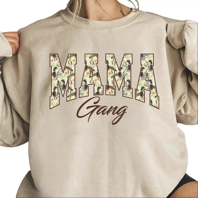 Vintage Mama Gang Duck Sweatshirt 90s Hunting Season Retro Mallard Duck T-shirts Unisex Hoodie Pullover Cotton Womenswear Day