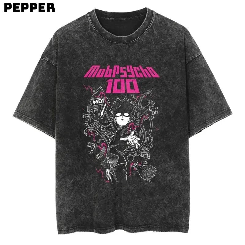 Vintage Mob Psycho 100 Shirt, Mob Psycho Shirt, Mob Psycho 100 Merch, Anime Shirt Menswear Top Underwear Streetwear Tshirt Biker T-Shirt Tropical