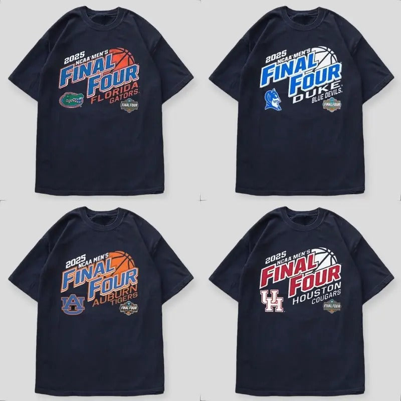 Vintage NCAA All Team Final Four 2025 T-Shirt, All Sports Team Streetwear T-Shirt, Classic Pullover For All Team Fans Men's