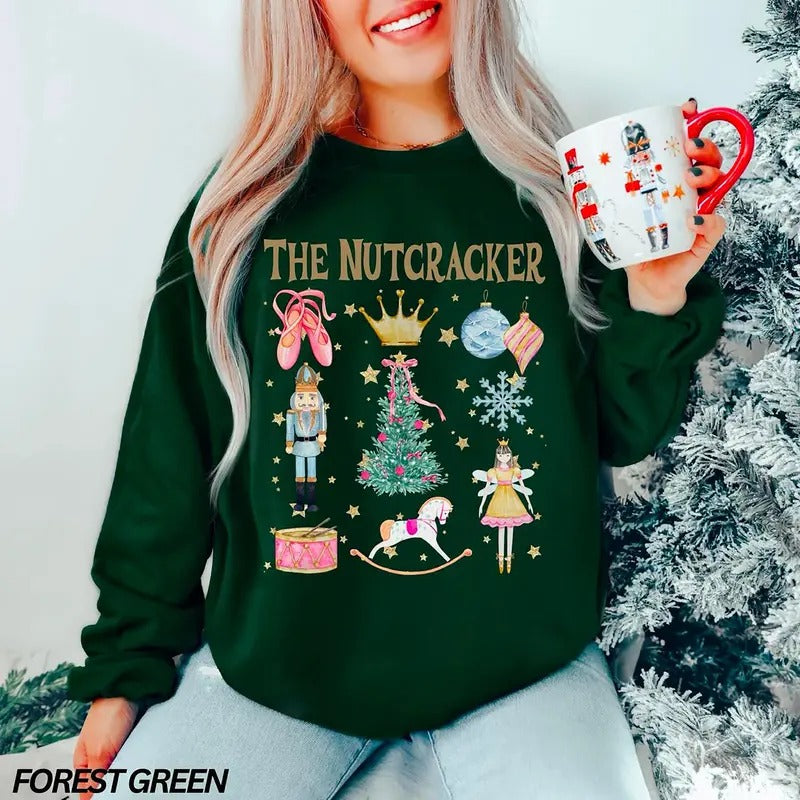 Vintage Nutcracker Sweatshirt, Cute Christmas Shirt, Nutcracker Ballet Sweatshirt, Holiday Shirt, Cozy Winter Sweatshirt, Nutcracker Christmas Crewneck, Xmas T-Shirt