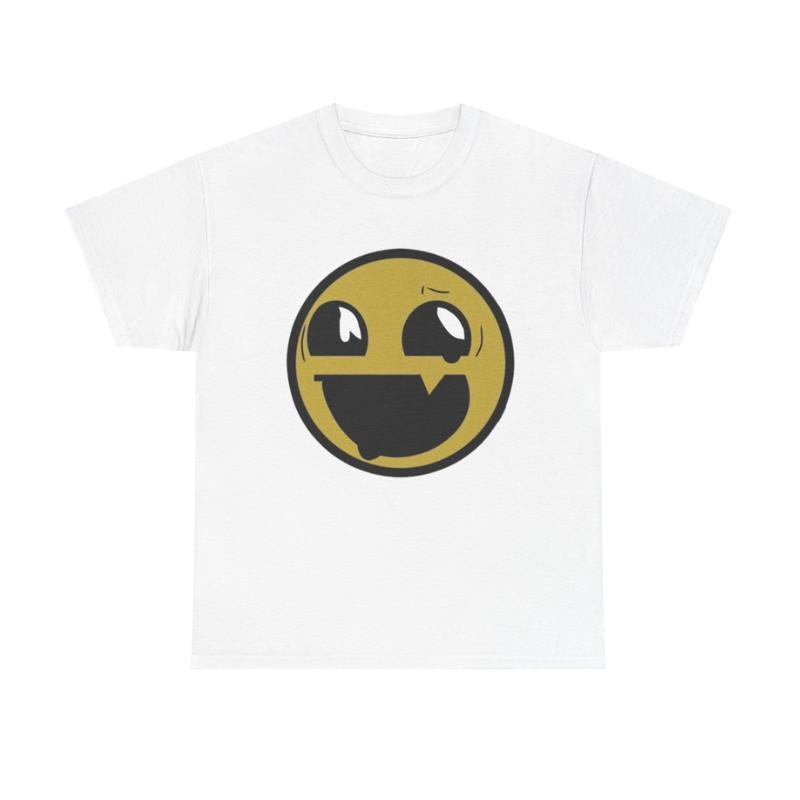 Vintage Playful Smiling Face Graphic Tee, Fun Cartoon Expression, Casual Streetwear Fashion, Bold Smile T-Shirt, emo scene clothes, affliction shirt, Y2k shirts