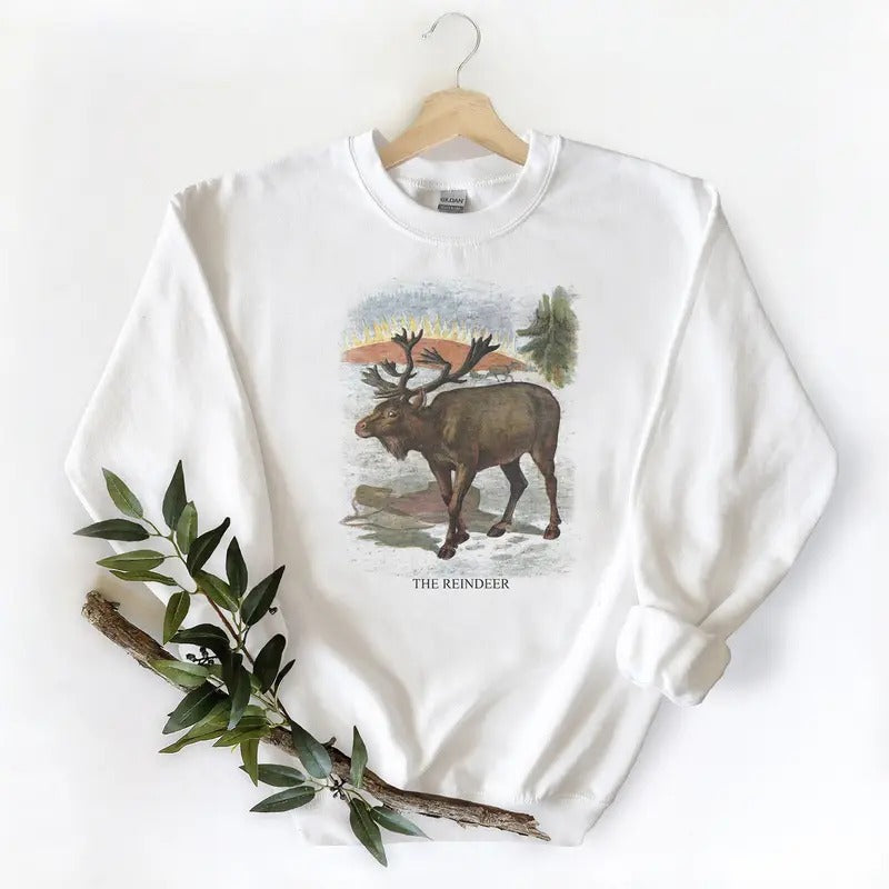 Vintage Reindeer sweatshirt, Antique reindeer print, Daddy and me Unisex Tshirt, sweatshirt, hoodie Cotton
