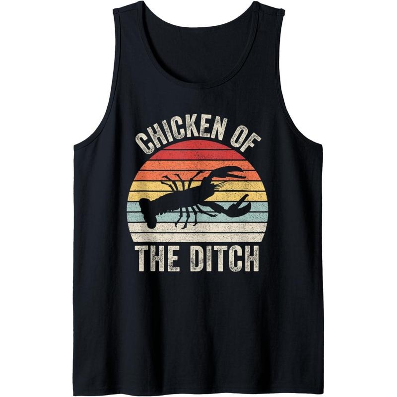 Vintage Retro Chicken Of The Ditch Cajun Crawfish Tank Top MADE IN USA