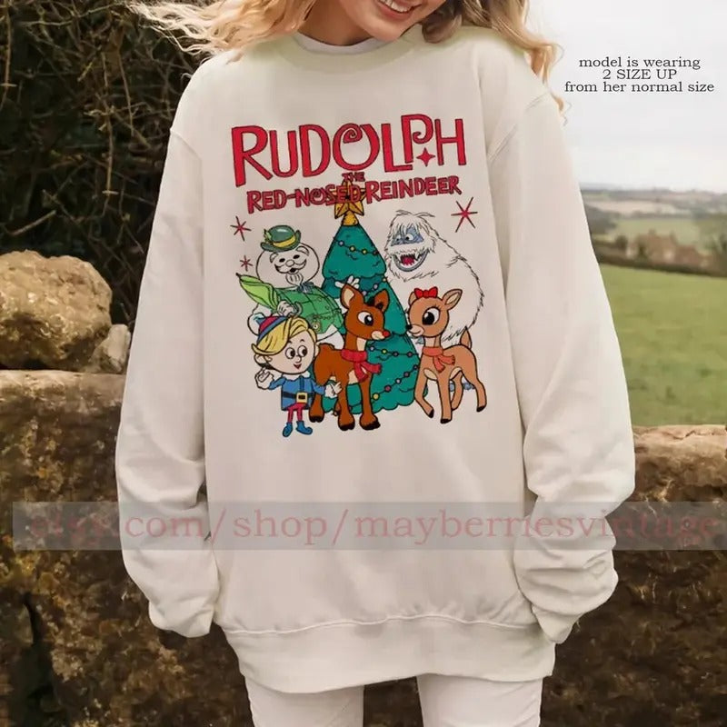 Vintage Rudolph The Red Nosed Reindeer Sweatshirt, Rudolph Crewneck Rudolph Pullover, Christmas Movie Shirt, Holiday Family Matching Sweatshirt, rudolph Christmas Shirt, rudolph Christmas Sweater