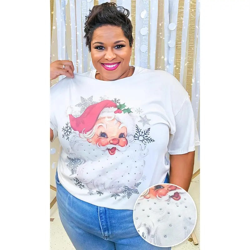 Vintage Santa Rhinestone Graphic Shirt