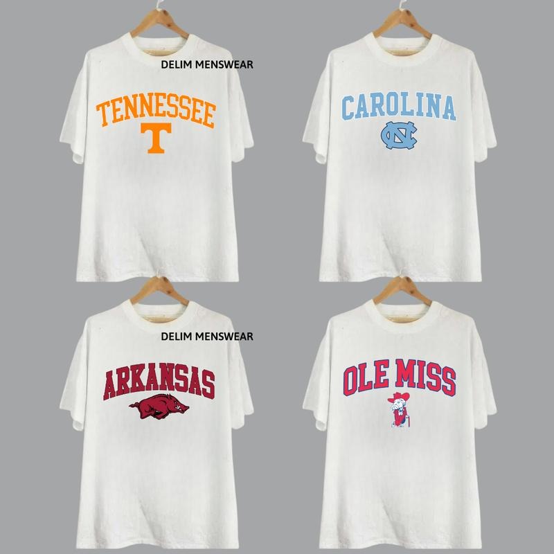 Vintage Sport Teams NCAA Collection Unisex Crewneck White Shirt, Graphic Team Collection Shirt, Gift For NCAA Fan, Casual Tee Classic Cotton