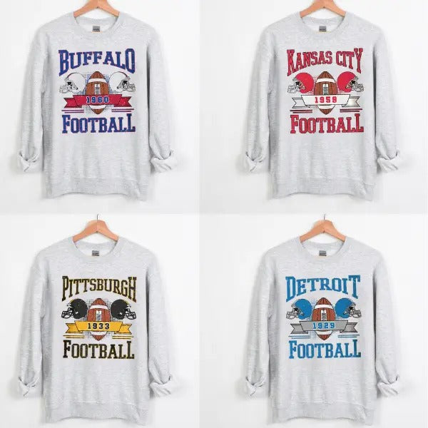Vintage Style All Teams Football Sweatshirt, Unisex Womens Mens Shirt, Gift For Fan, Classic Cotton Menswear Embroidered