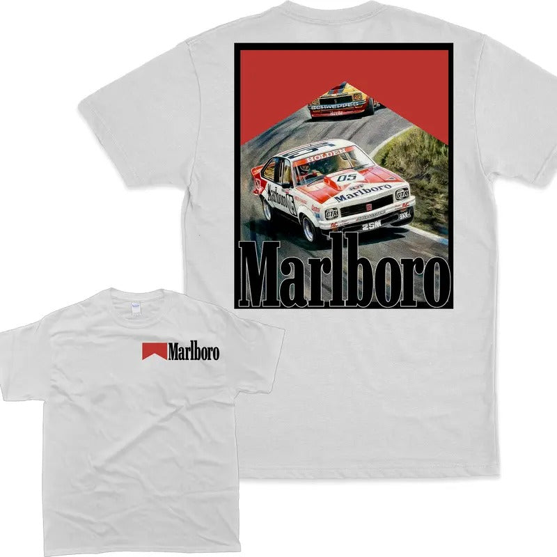 Vintage-Style Marlboro Racing T-Shirt Womenswear Streetwear Fit Top Hoodie, Sweatshirt | WearSparks.com