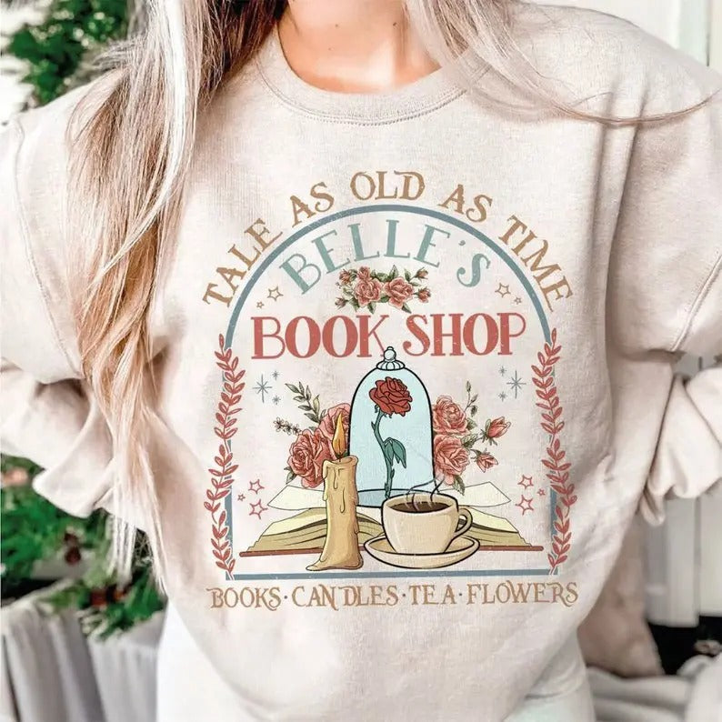 Vintage Tale As Old As Time Shirt, Beauty n The Beast Shirt, Beauty Belle Tshirt, princess reads book Hoodie, Sweatshirt
