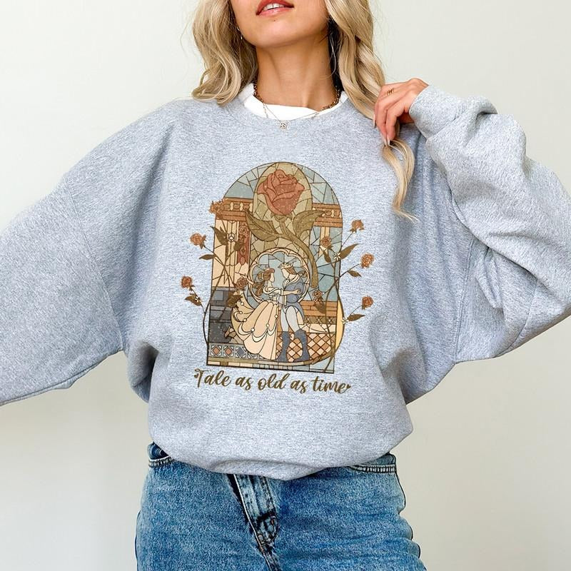 Vintage Tale as Old as Time Sweatshirt, Retro Beauty and the Beast Shirt, Beauty Belle Sweater, Gift for Her Hoodie
