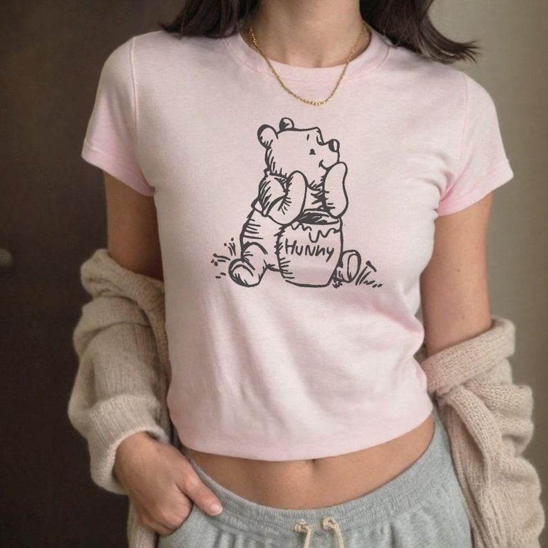 Vintage The Pooh Baby Tee, Coquette Bookish Y2K Shirt