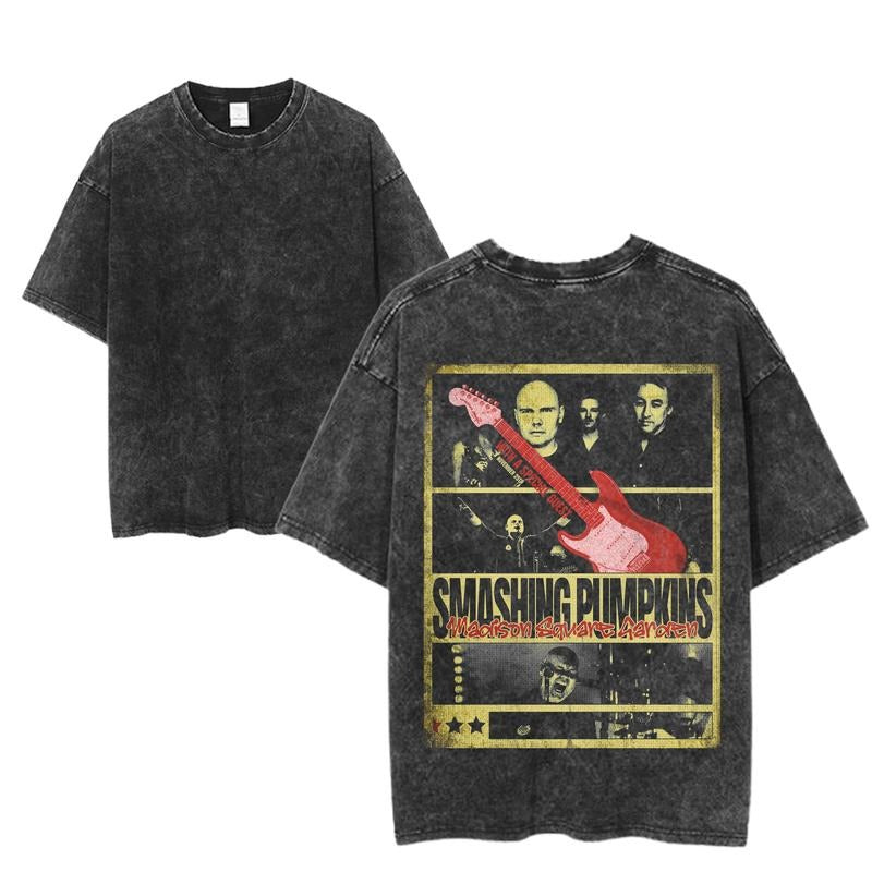 Vintage The Smashing Pumpkins World Tour T-Shirt, The Smashing Pumpkins Madison Square Garden Tee, Retro Rock Band Tee, Double-Sided Graphic Design, Casual Streetwear, Unisex Cotton Shirt