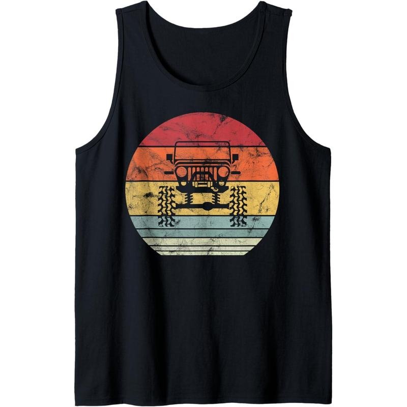 Vintage Truck Retro Sunset 4x4 Car Off Road Tank Top MADE IN USA